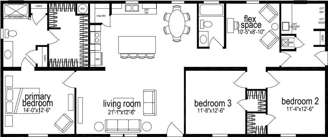 Sunwood multi-section f540-aj floor plan home features