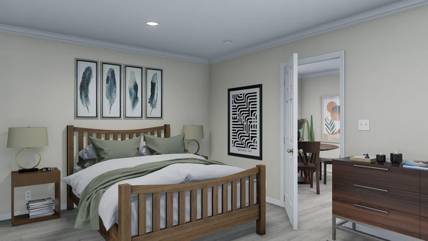 Emerald bedroom home features