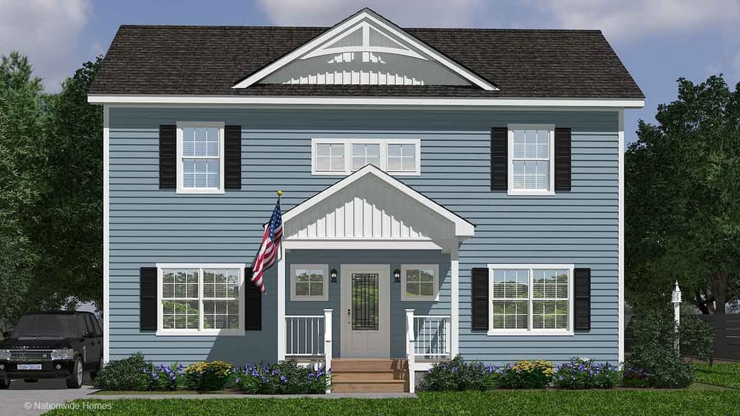 Hampstead two story elevation and exterior home features