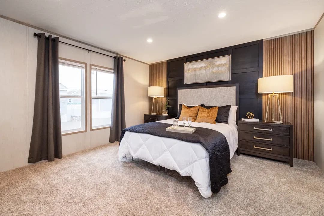 The dark sands bedroom home features