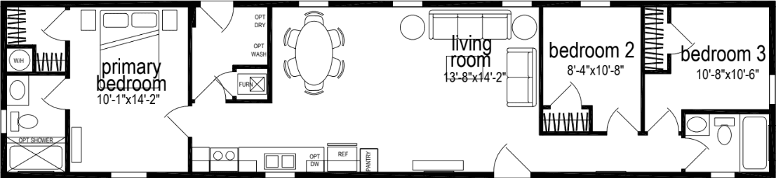 Sunwood single-section f320-ab floor plan home features