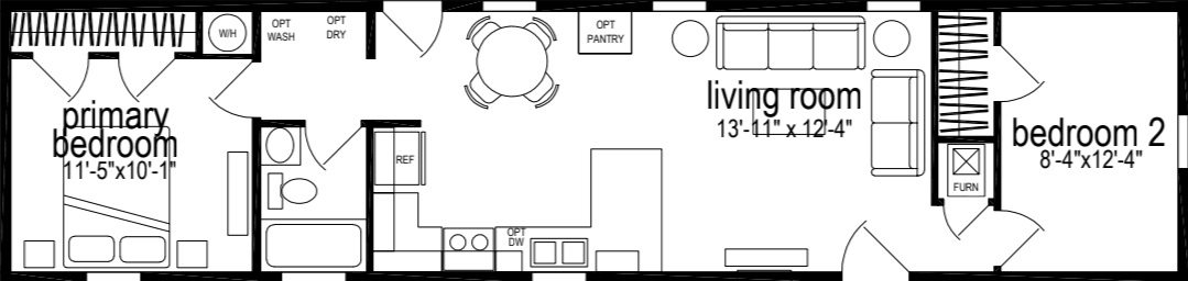 Sunwood single-section f298-ab floor plan home features