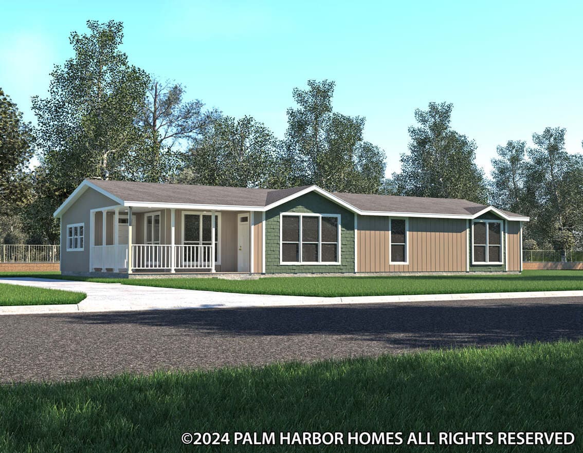 The ranch house 30683r hero, elevation, and exterior home features