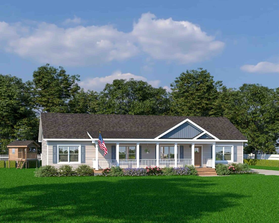 Heartland iii xl ranch hero, elevation, and exterior home features