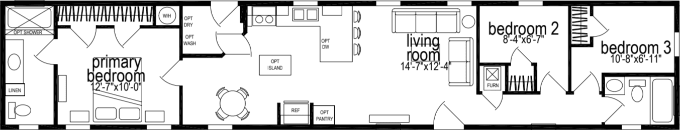 Sunwood single-section f200-ab floor plan home features