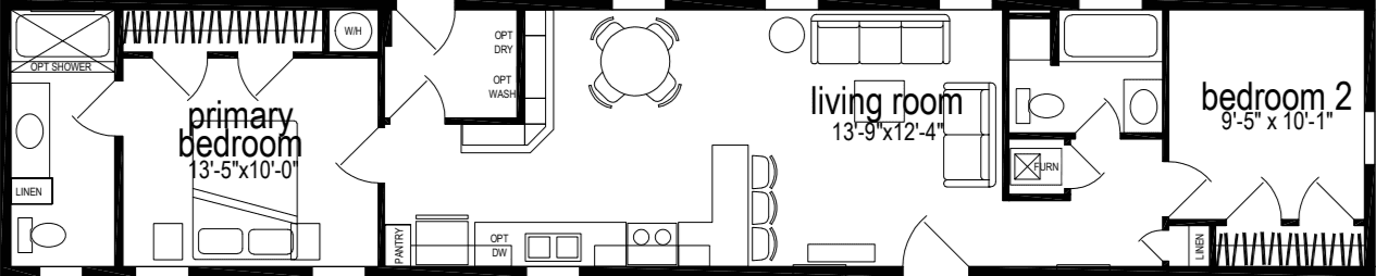 Sunwood single-section f214-s floor plan home features