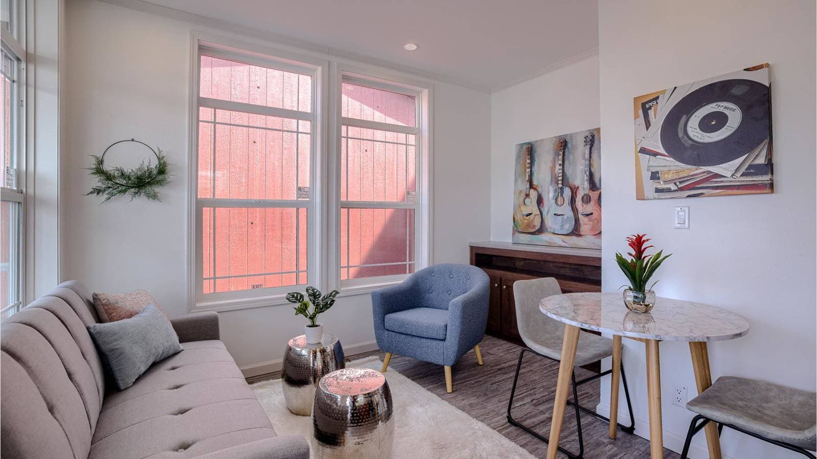 Urban cottage interior home features