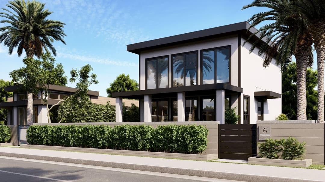 Model 6 hero, elevation, and exterior home features