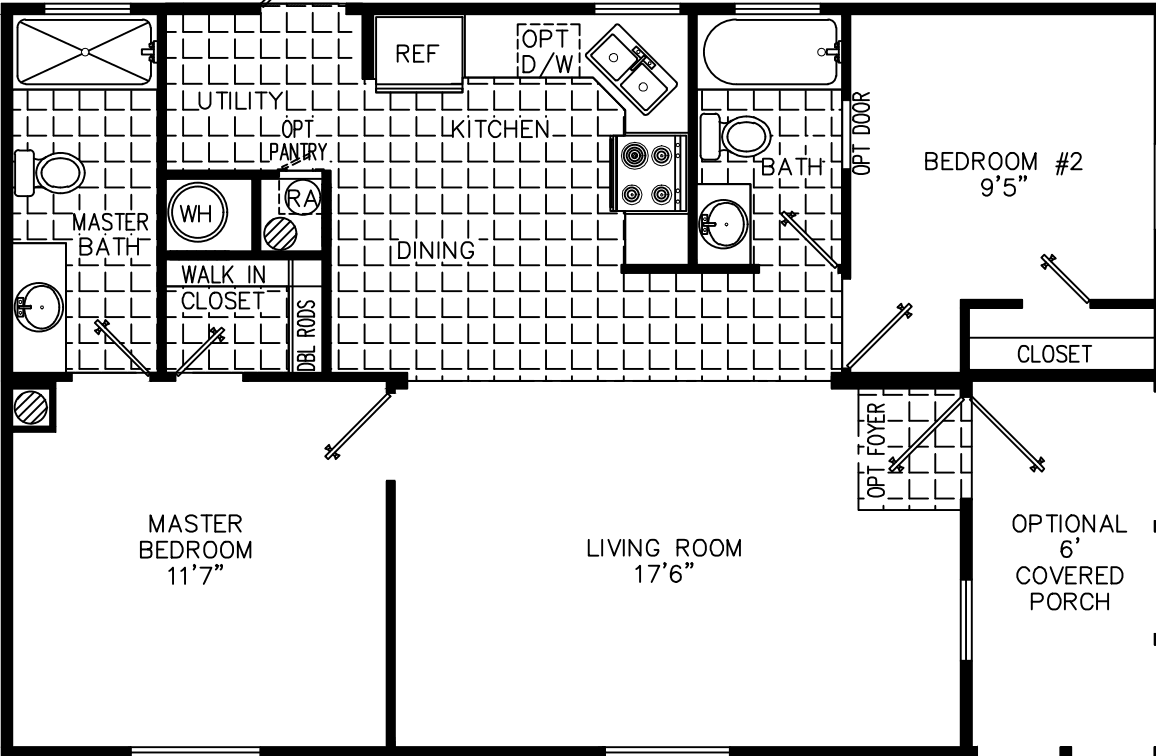 Sunflower 2836 floor plan home features