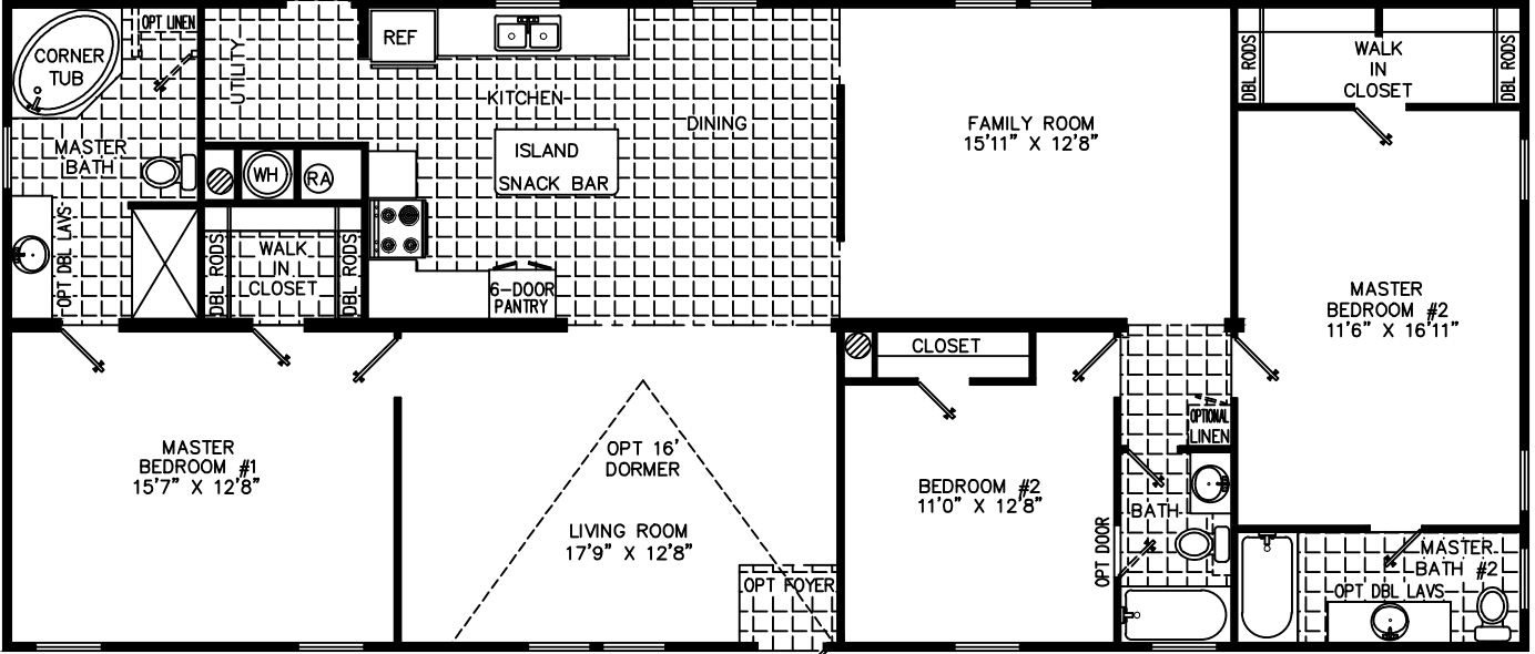 Wayne 2862 3 bath floor plan home features