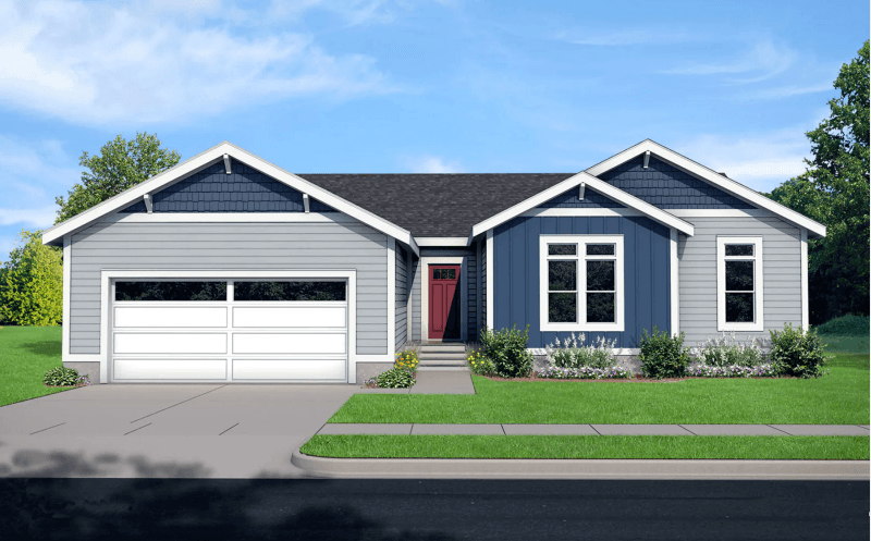 The russell elevation, exterior, and hero home features