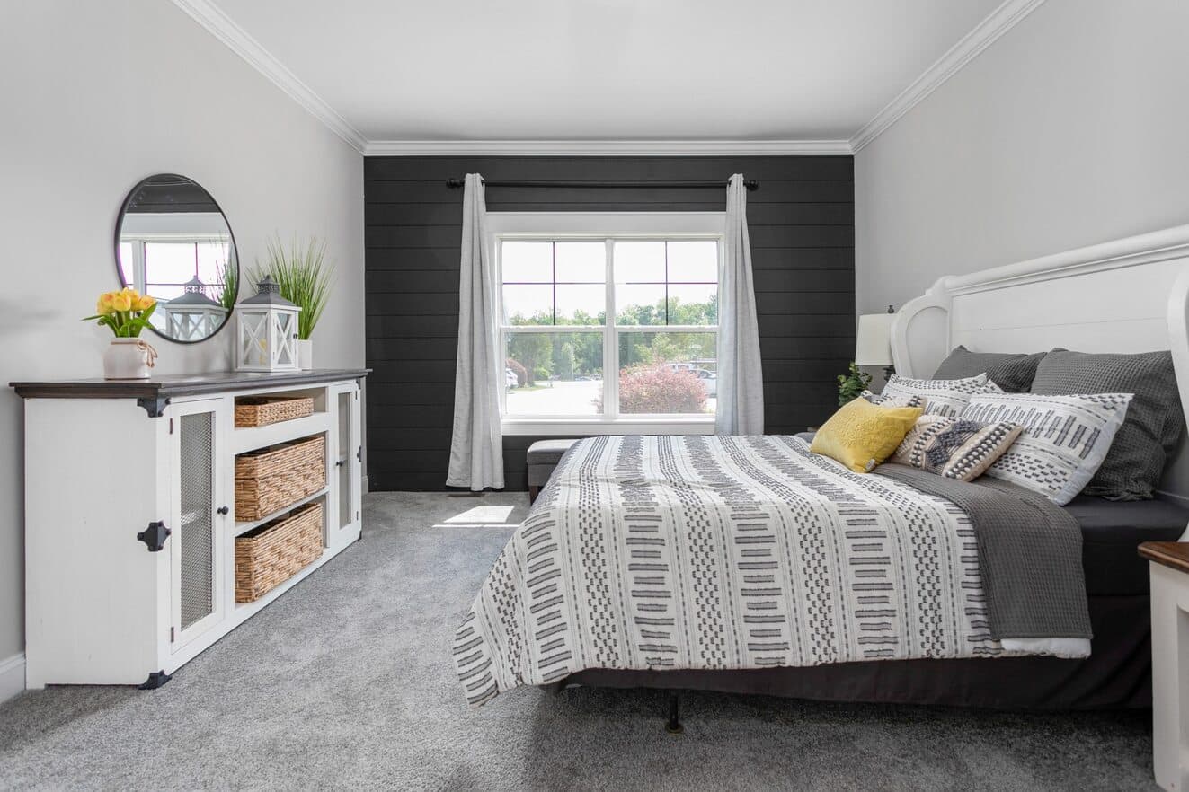 Farmhouse i two story bedroom home features