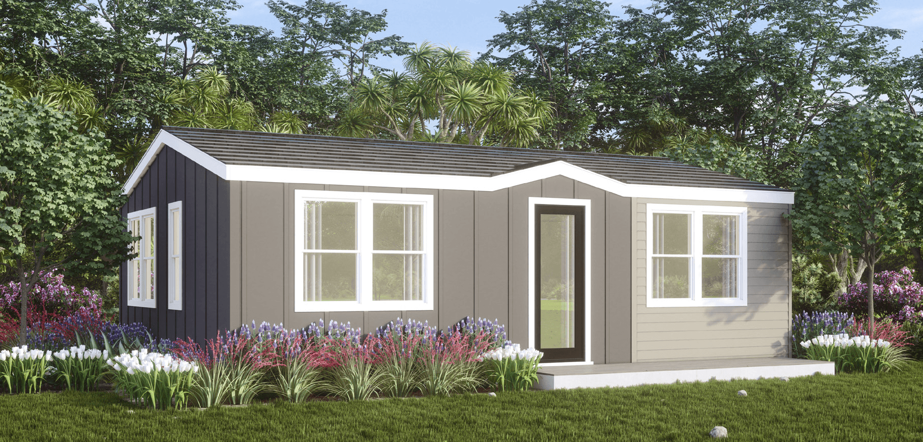 The claremont exterior, hero, and elevation home features