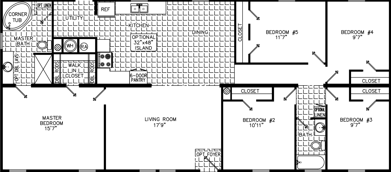 Wayne 2860 5 br floor plan home features