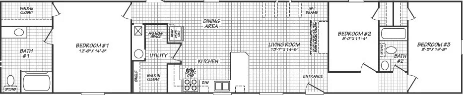 Canyon lake single-wide 16763c floor plan home features