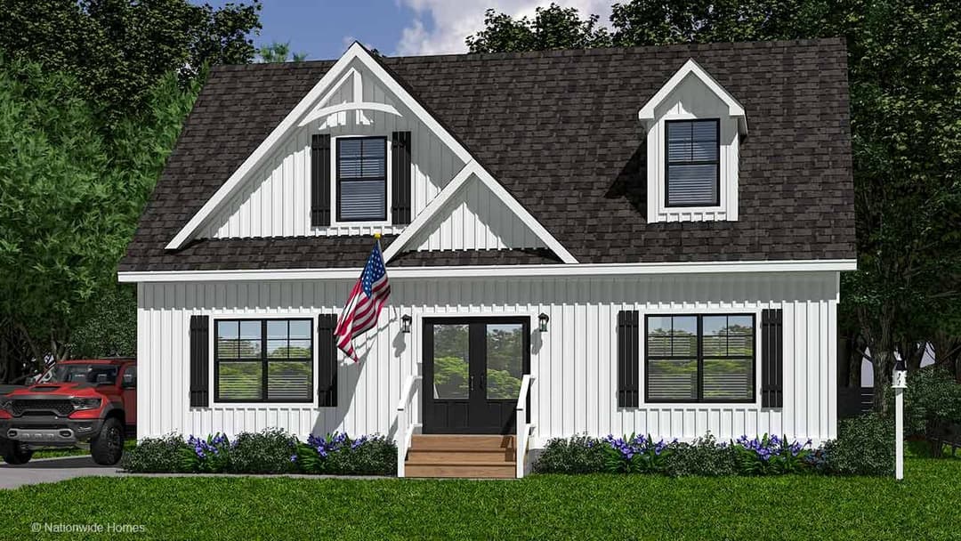 Oak cape elevation and exterior home features