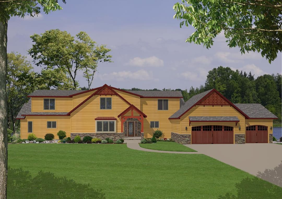 Alpine villa hero, elevation, and exterior home features