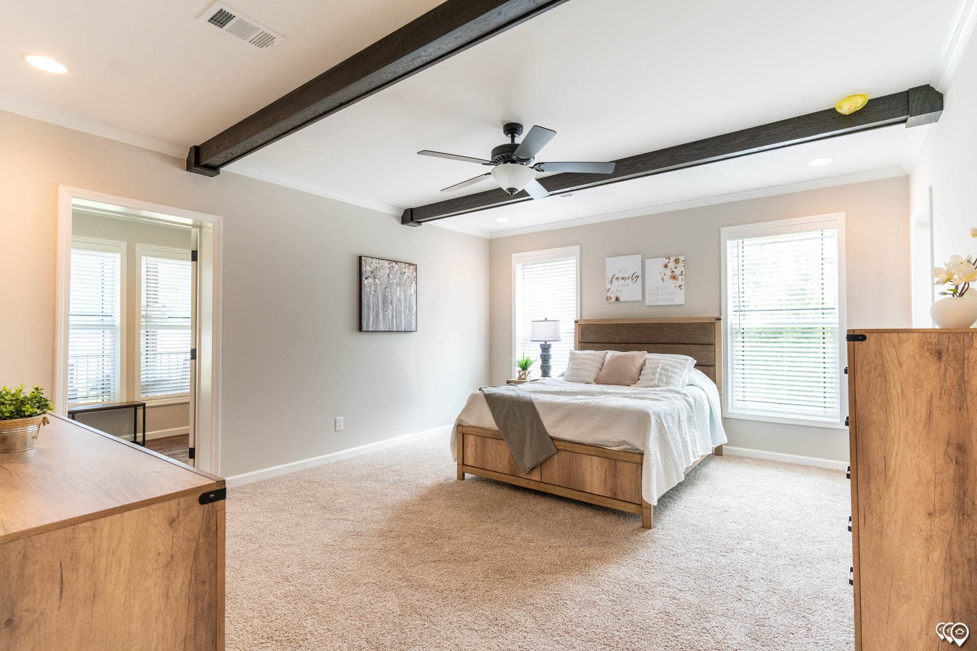 The woodside bedroom home features
