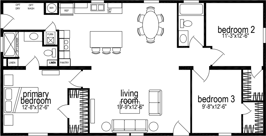 Sunwood multi-section f564-aj floor plan home features