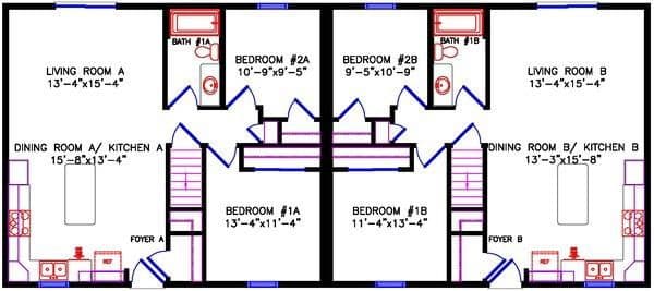 Duplex ranch 2685 floor plan home features