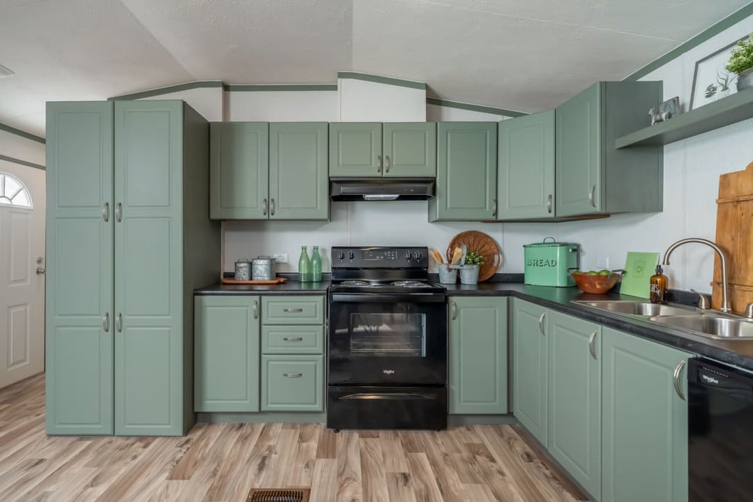 Singlewide s-16×64-32c shed kitchen home features