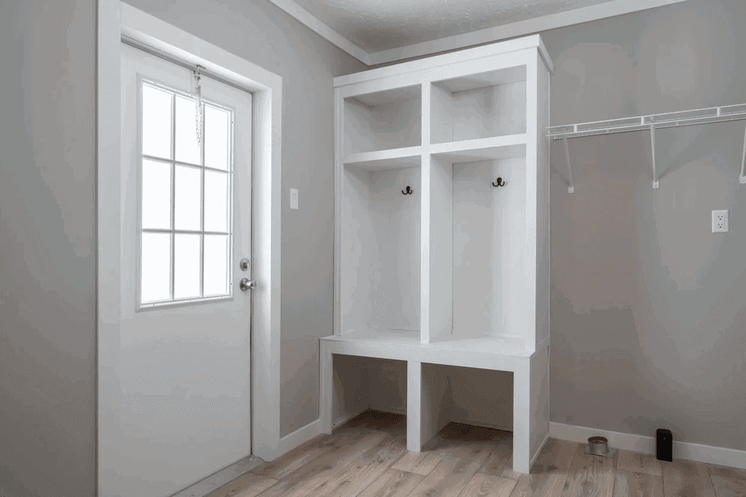 The limestone interior home features