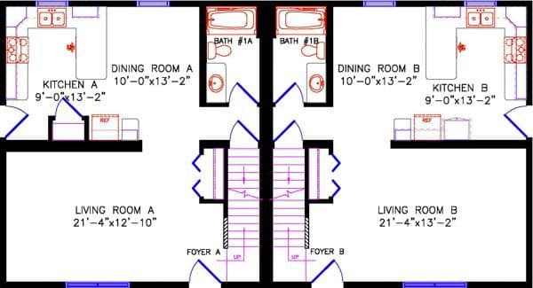 Duplex two-story 2620 floor plan home features