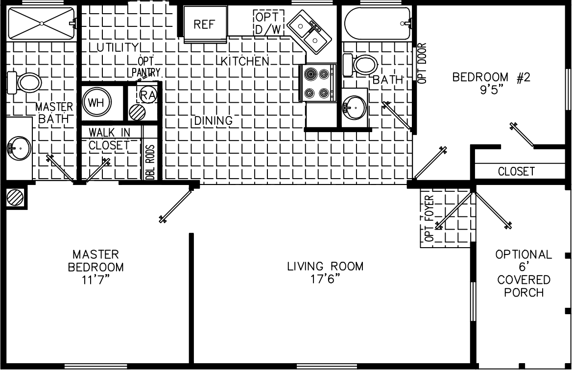 Sunflower 2436 floor plan home features