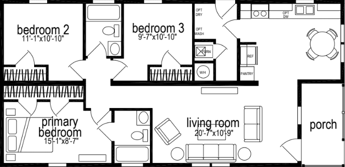 Sunwood multi-section f472-aj floor plan home features