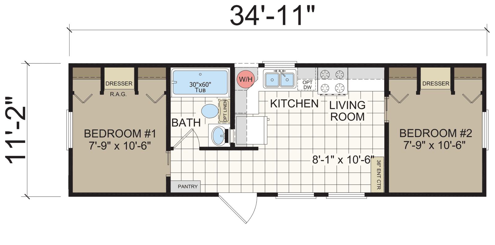 Park model 531 floor plan home features