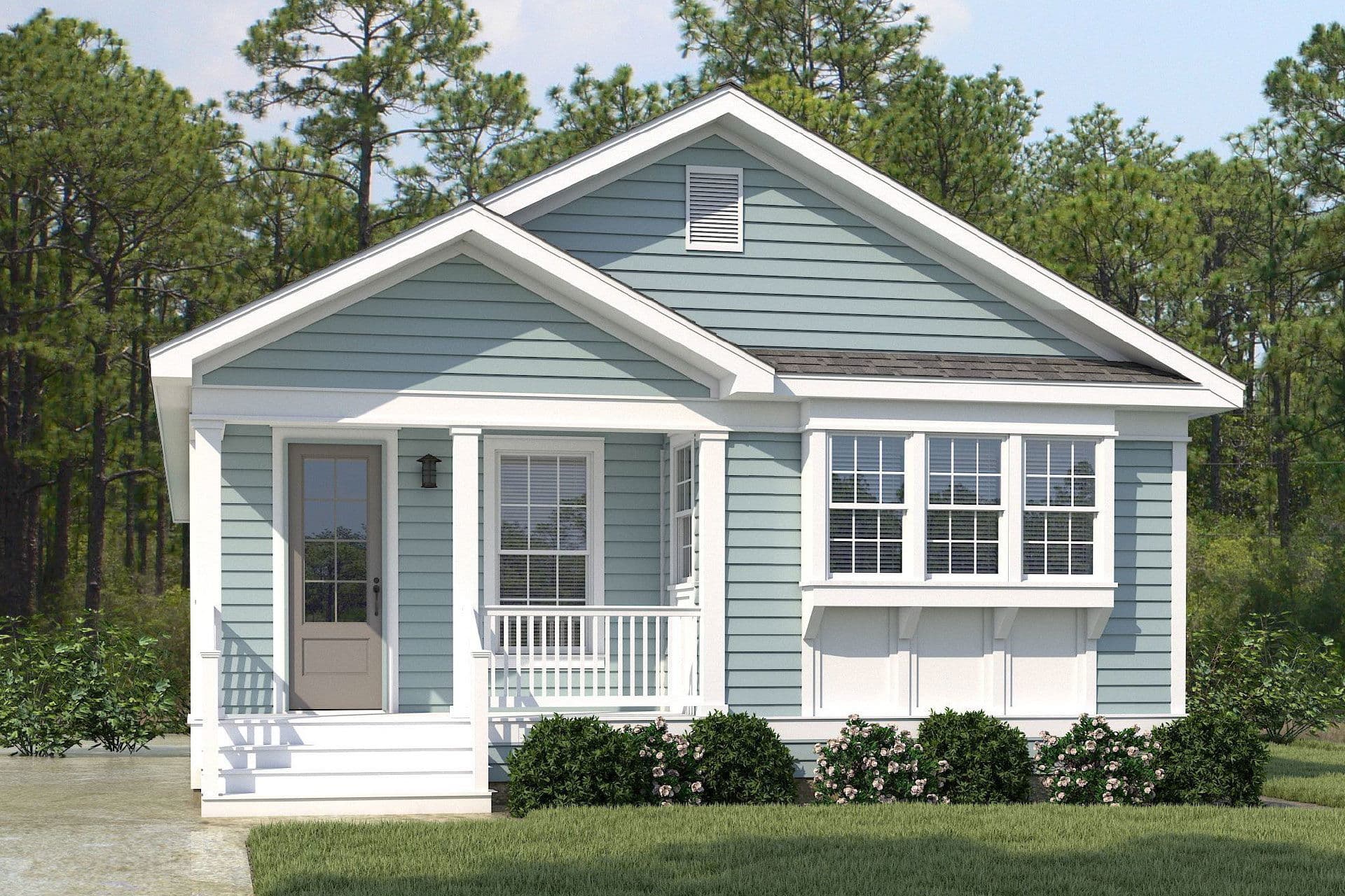 Coach house elevation and exterior home features