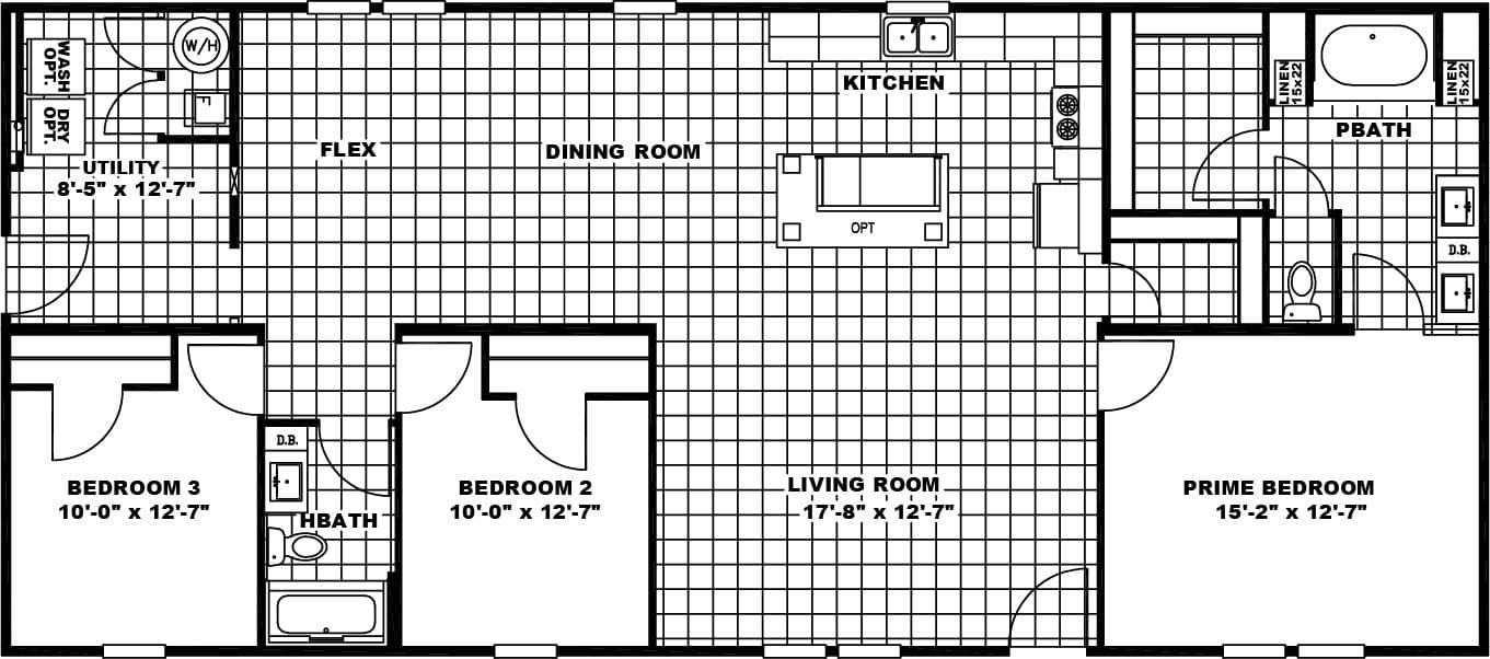 The elite 60 floor plan home features