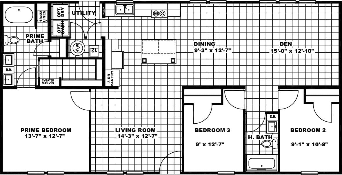 The elite 52 floor plan home features