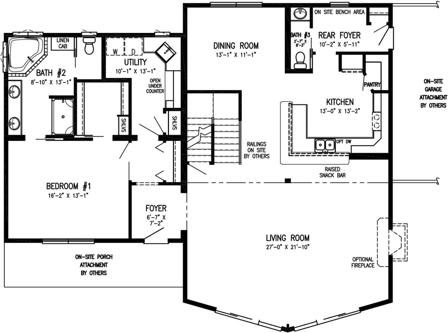 Timber lodge floor plan home features