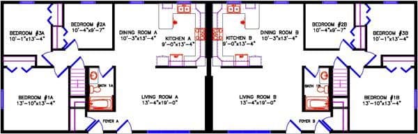 Duplex ranch 2641 floor plan home features