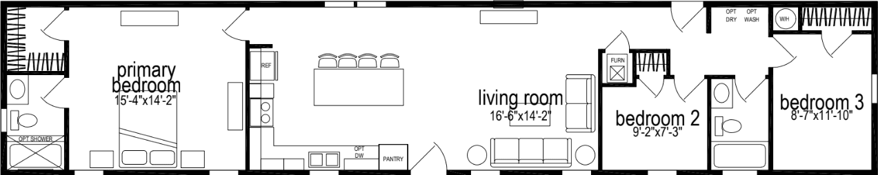 Sunwood single-section f383-ab floor plan home features