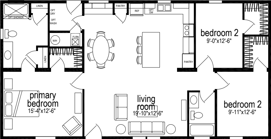 Sunwood multi-section f585-aj floor plan home features