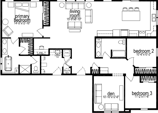 The russell floor plan home features