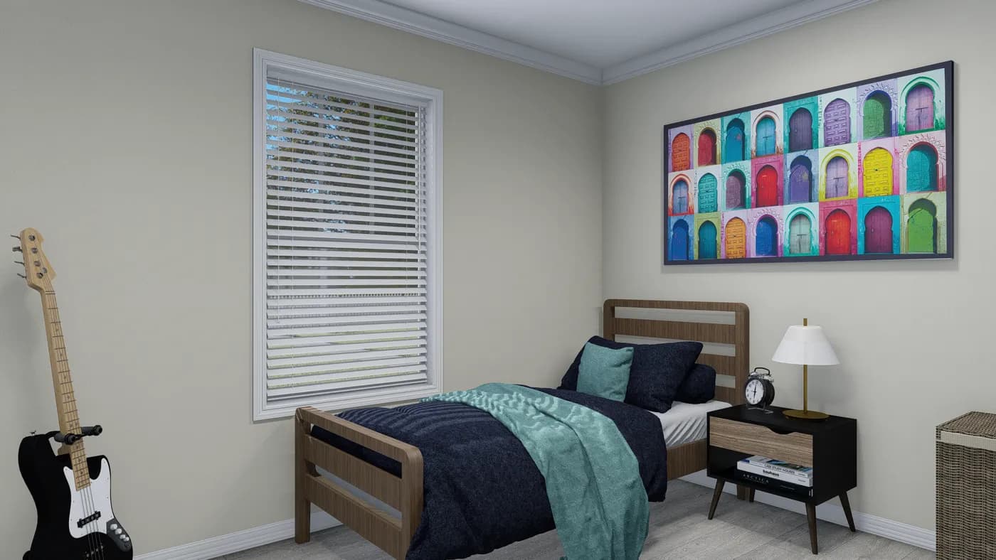 Emerald bedroom home features