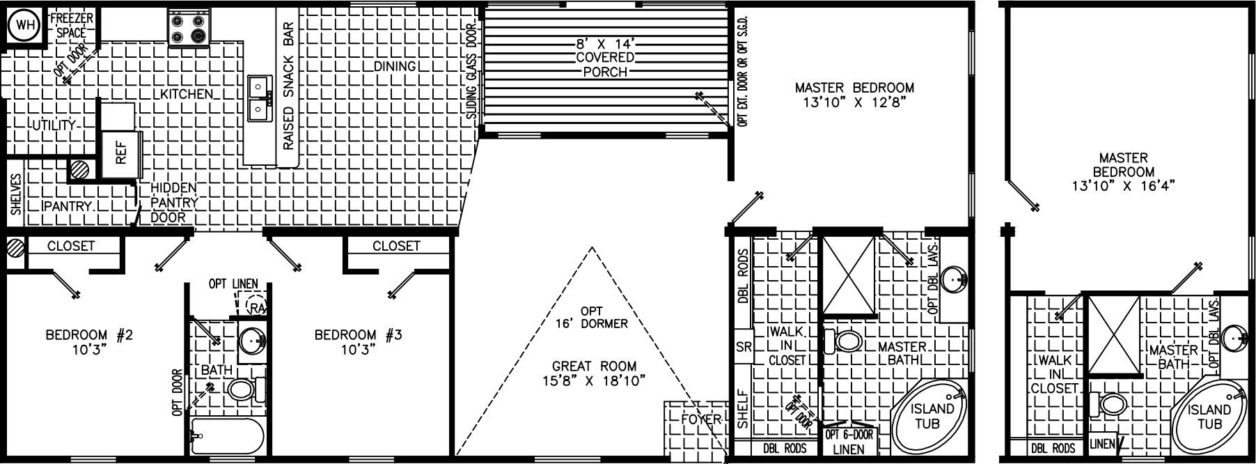 Eli 2856 with optional kitchen floor plan home features