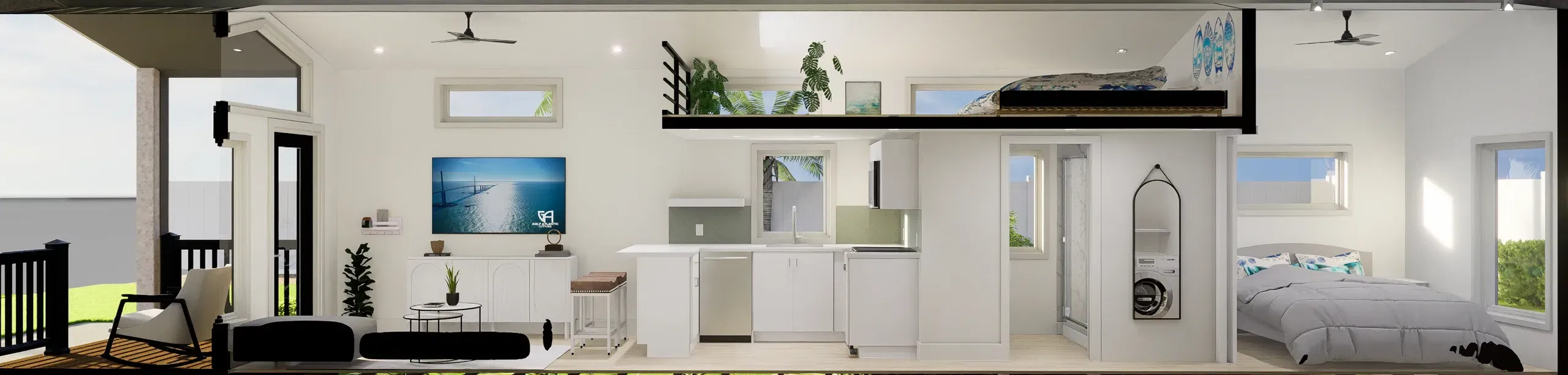 The cityscape oasis interior home features