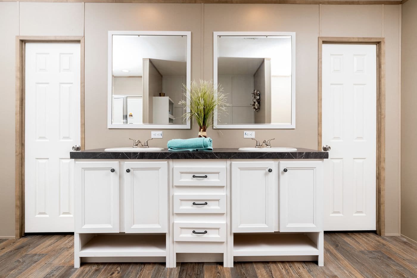 Farmhouse flex bathroom home features