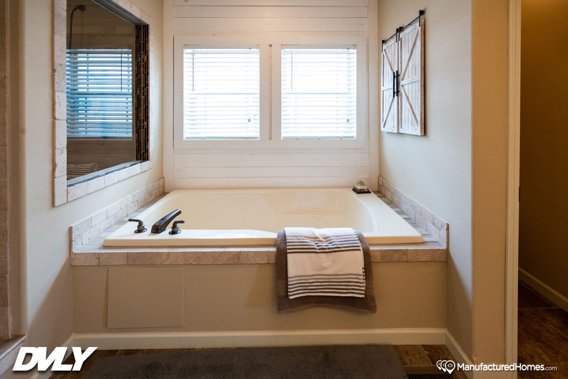 The adriel corner ½ rock fireplace bathroom home features