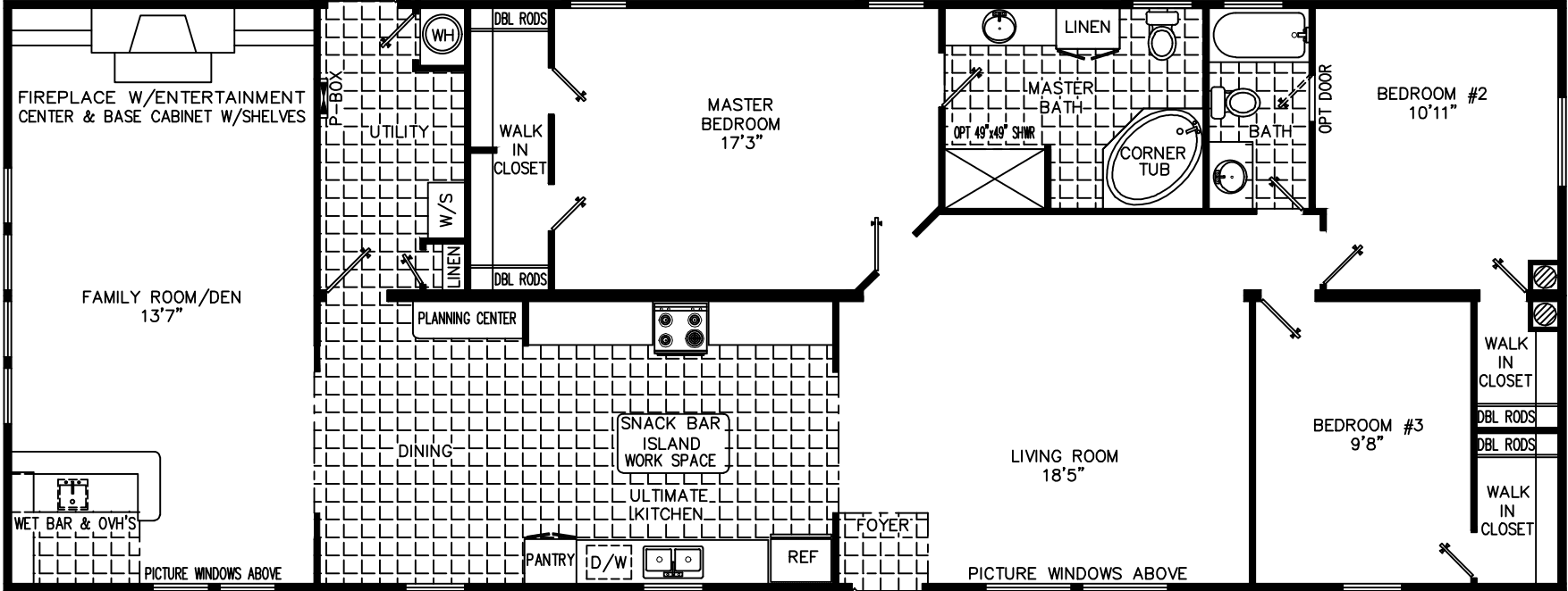 Ken 2870 with den floor plan home features