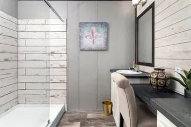 The seaside bathroom home features