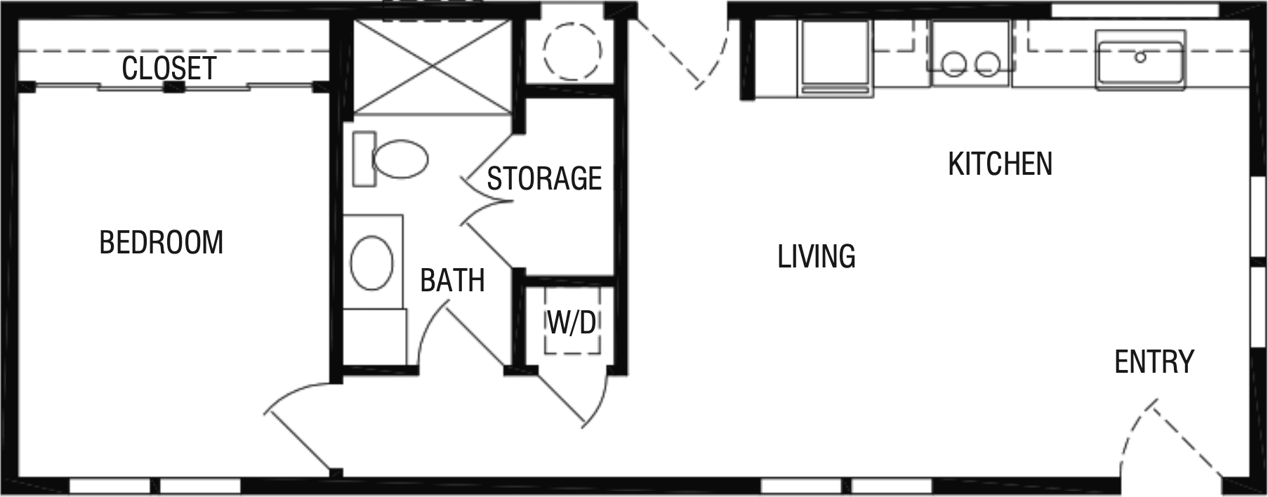 The piedmont (34') floor plan home features