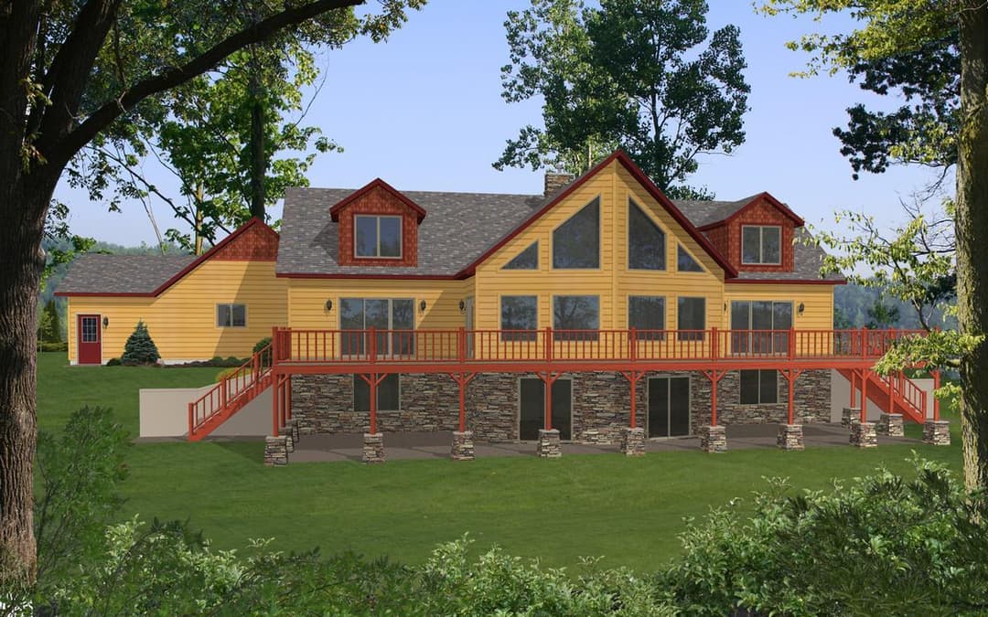 Alpine villa elevation and exterior home features