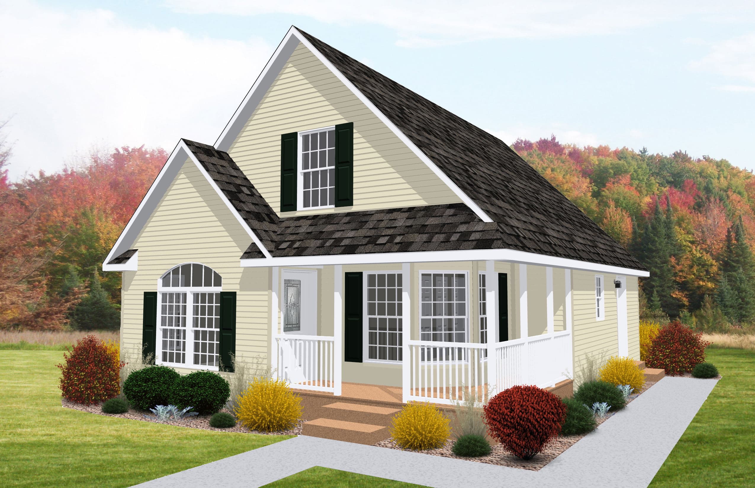 Pennwest classique cape 2pc2001-r hero, elevation, and exterior home features