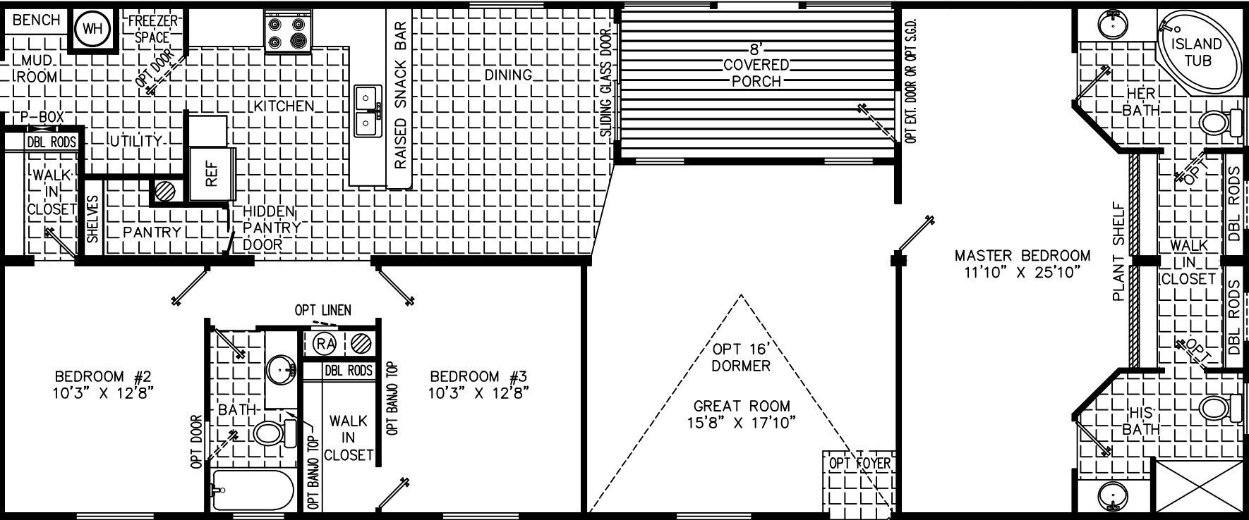 Ken and barbie 2864 with optional kitchen floor plan home features