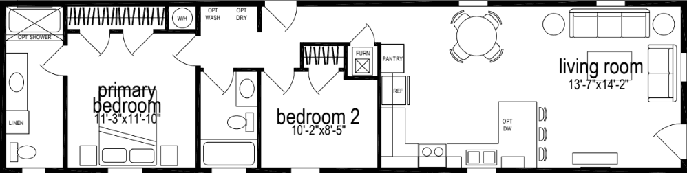 Sunwood single-section f361-ab floor plan home features